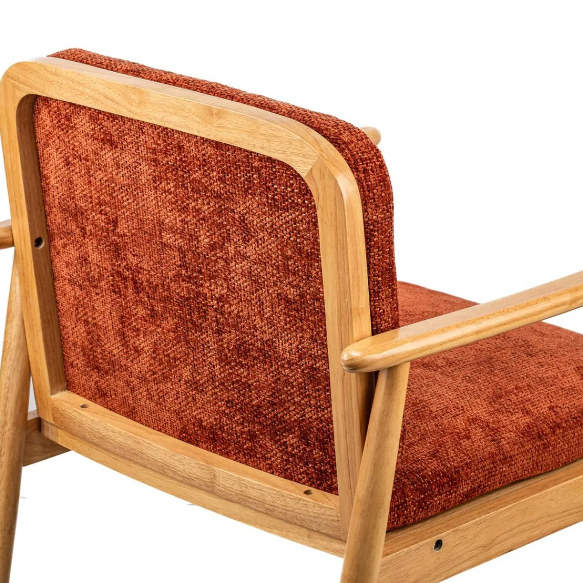 Nordlys Fauteuil de Salon Scandinave avec Structure Bois et Tissu terracotta Discount