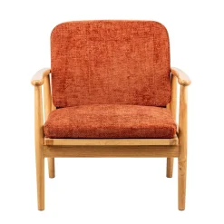 Nordlys Fauteuil de Salon Scandinave avec Structure Bois et Tissu terracotta Discount