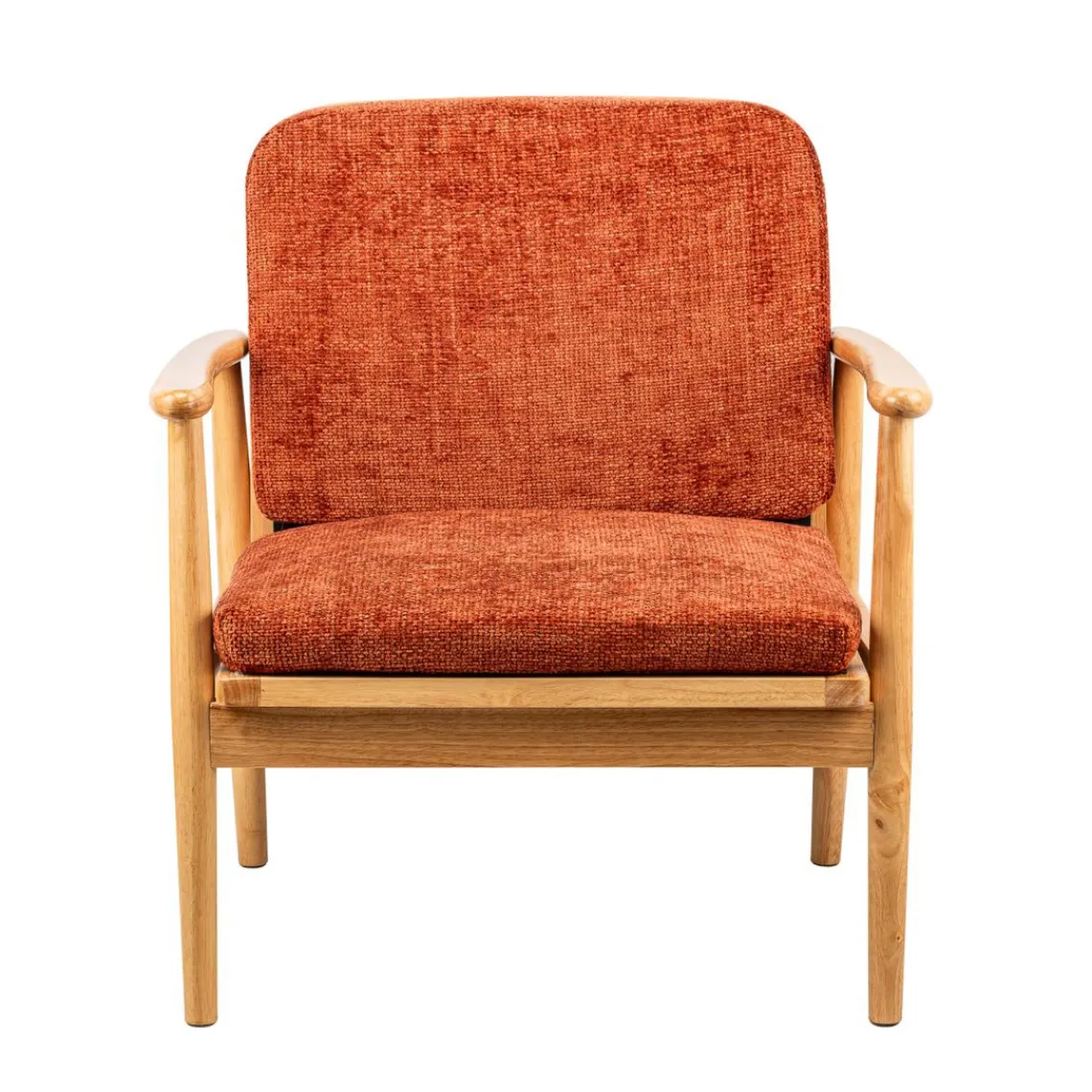 Nordlys Fauteuil de Salon Scandinave avec Structure Bois et Tissu terracotta Discount