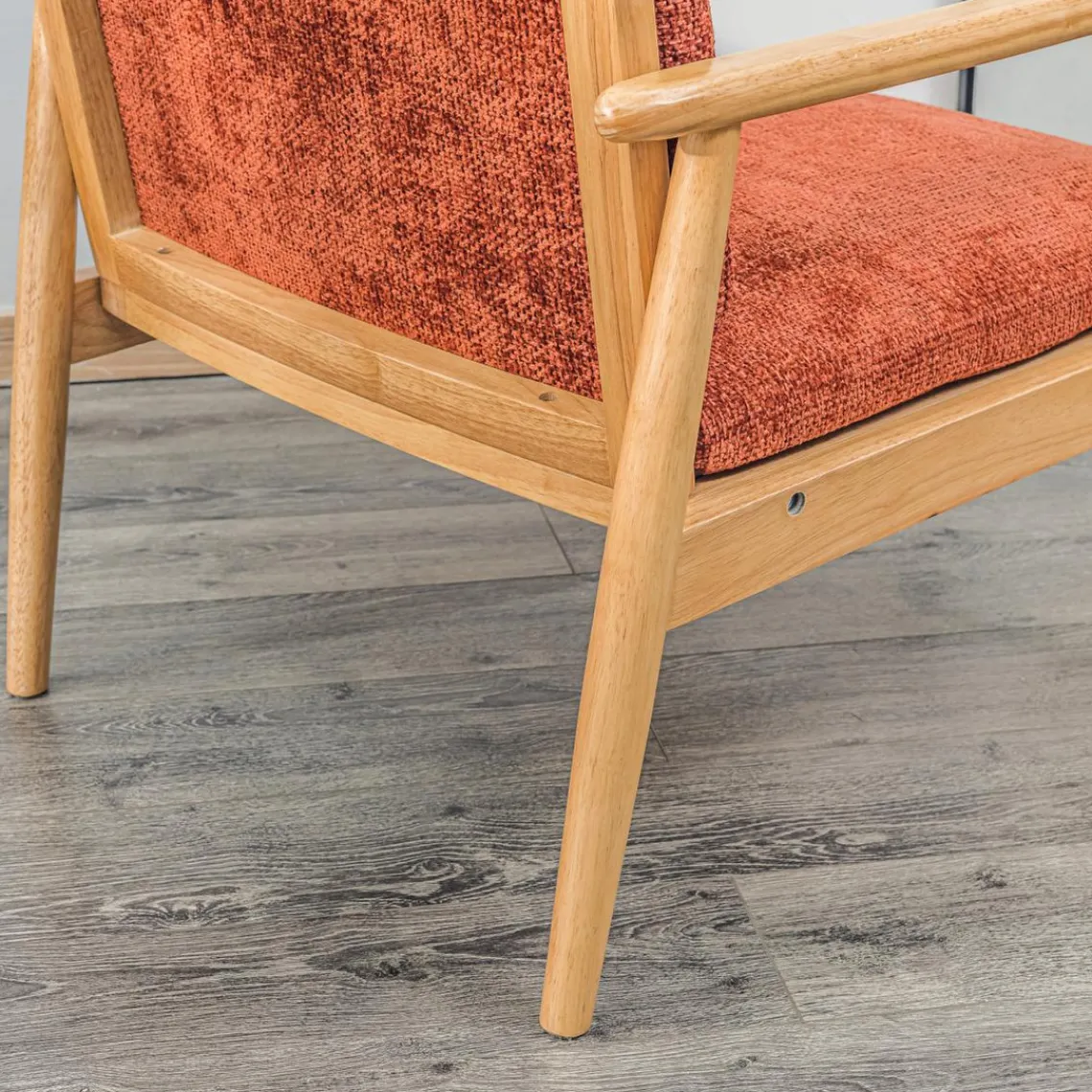 Nordlys Fauteuil de Salon Scandinave avec Structure Bois et Tissu terracotta Discount