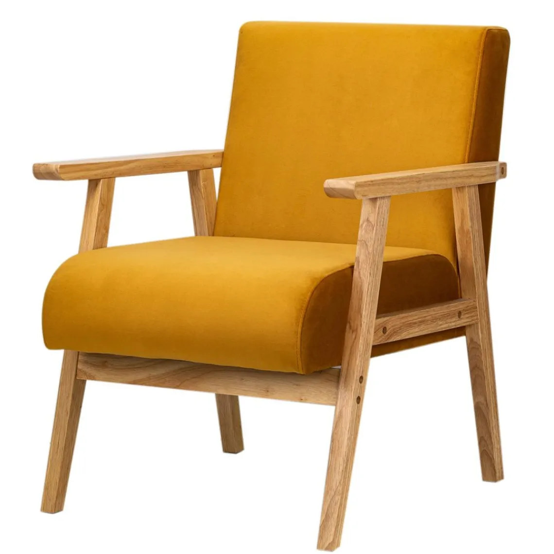 3S. x Home Fauteuil de Salon Scandinave avec Structure Bois LOUIS-JAUNE Hot