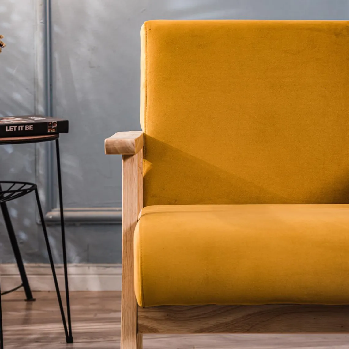 3S. x Home Fauteuil de Salon Scandinave avec Structure Bois LOUIS-JAUNE Hot