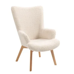 3S. x Home Fauteuil de salon scandinave pieds en bois Blanc Sale