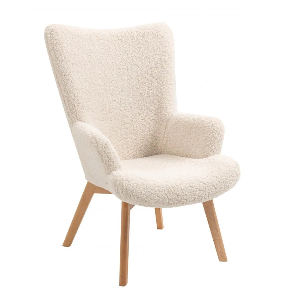 3S. x Home Fauteuil de salon scandinave pieds en bois Blanc Sale