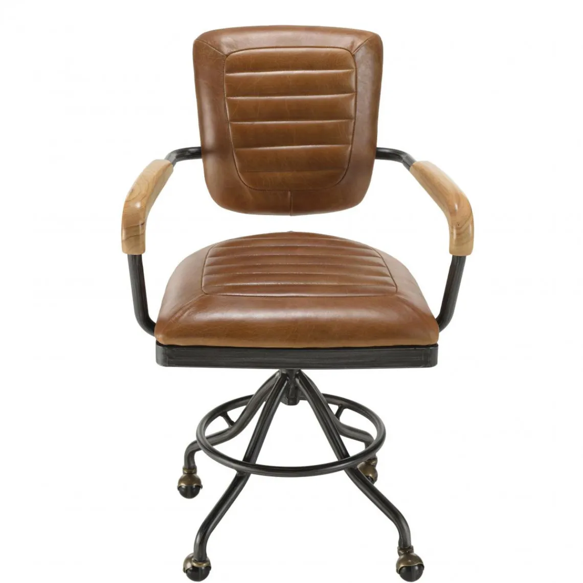 Macabane Fauteuil desk vintage cuir à roulettes GASTON Best