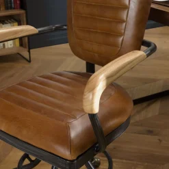 Macabane Fauteuil desk vintage cuir à roulettes GASTON Best