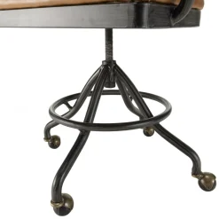 Macabane Fauteuil desk vintage cuir à roulettes GASTON Best