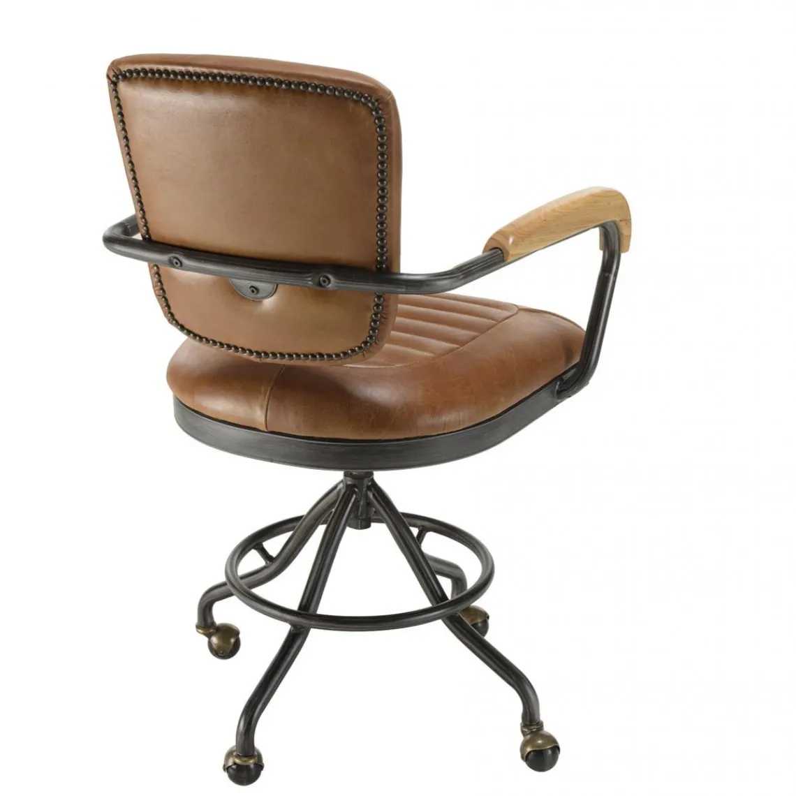 Macabane Fauteuil desk vintage cuir à roulettes GASTON Best