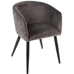 3S. x Home Fauteuil Dîner Velours Marlo Gris Clearance