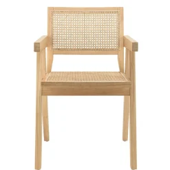 Macabane Fauteuil en d’Hévéa clair dossier et assise rotin naturel AGATHE Bois Best