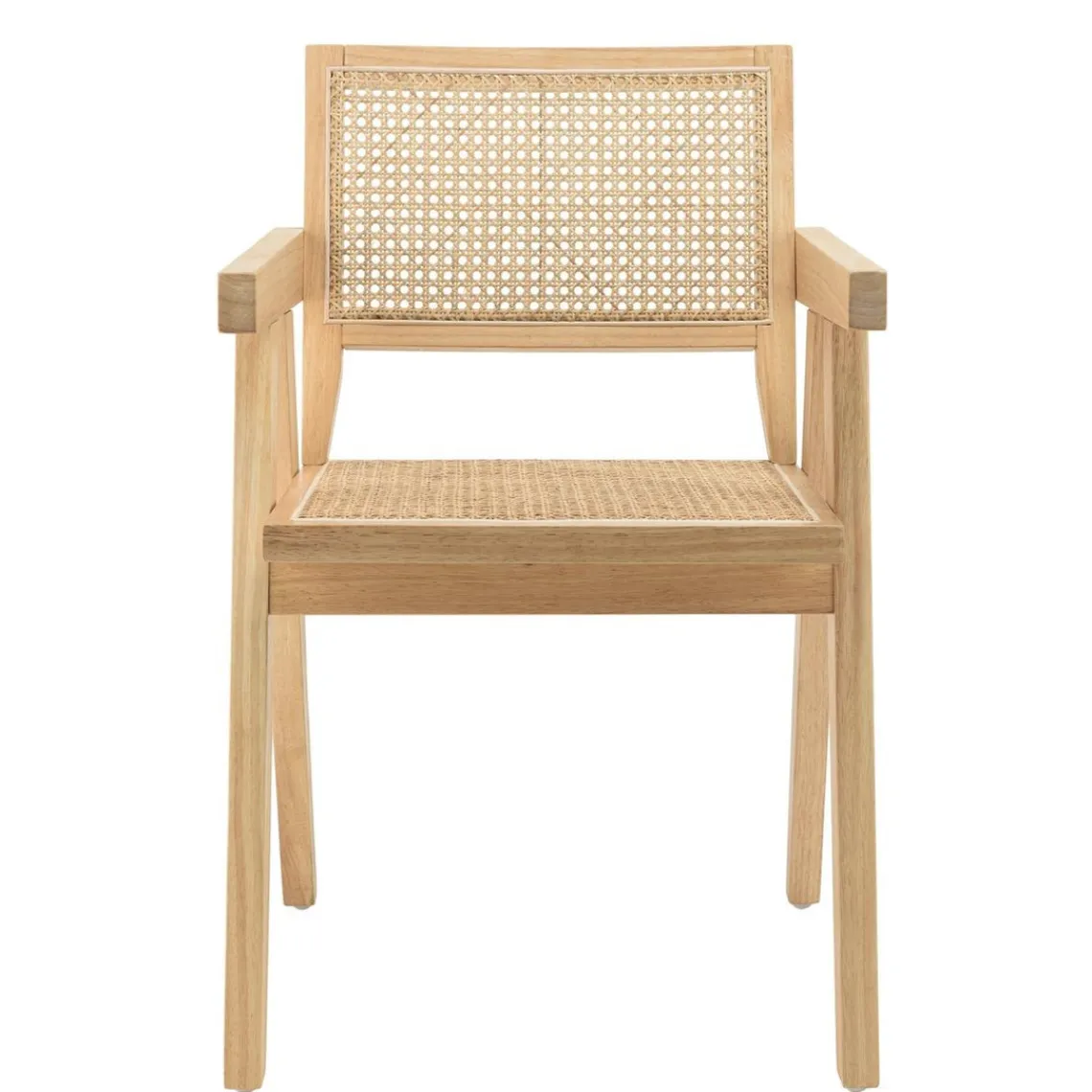 Macabane Fauteuil en d’Hévéa clair dossier et assise rotin naturel AGATHE Bois Best