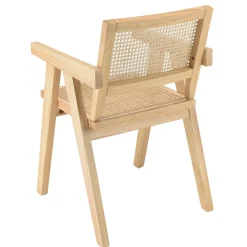 Macabane Fauteuil en d’Hévéa clair dossier et assise rotin naturel AGATHE Bois Best