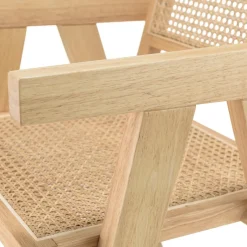 Macabane Fauteuil en d’Hévéa clair dossier et assise rotin naturel AGATHE Bois Best