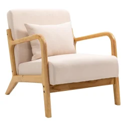 3S. x Home Fauteuil en bois massif Beige