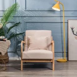 3S. x Home Fauteuil en bois massif Beige