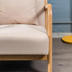 3S. x Home Fauteuil en bois massif Beige