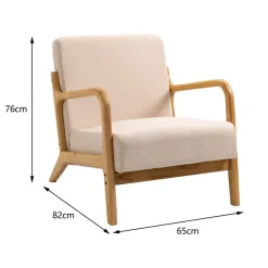 3S. x Home Fauteuil en bois massif Beige