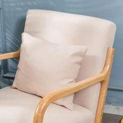 3S. x Home Fauteuil en bois massif Beige