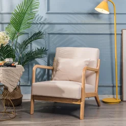 3S. x Home Fauteuil en bois massif Beige