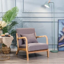 3S. x Home Fauteuil en bois massif Gris Sale