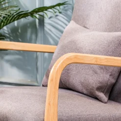 3S. x Home Fauteuil en bois massif Gris Sale