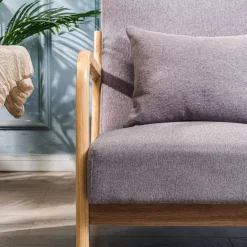 3S. x Home Fauteuil en bois massif Gris Sale