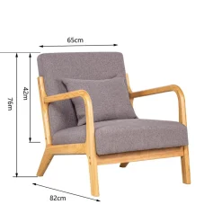 3S. x Home Fauteuil en bois massif Gris Sale