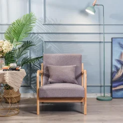 3S. x Home Fauteuil en bois massif Gris Sale