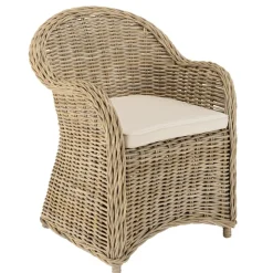 Macabane Fauteuil en kubu avec coussin d'assise blanc KALLY Gris Outlet