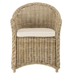 Macabane Fauteuil en kubu avec coussin d'assise blanc KALLY Gris Outlet