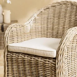 Macabane Fauteuil en kubu avec coussin d'assise blanc KALLY Gris Outlet