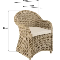 Macabane Fauteuil en kubu avec coussin d'assise blanc KALLY Gris Outlet