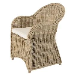Macabane Fauteuil en kubu avec coussin d'assise blanc KALLY Gris Outlet