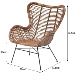Nordlys Fauteuil en Metal et Rotin Naturel Marron JAKARTA Hot