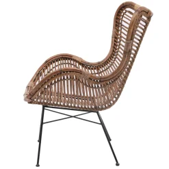 Nordlys Fauteuil en Metal et Rotin Naturel Marron JAKARTA Hot
