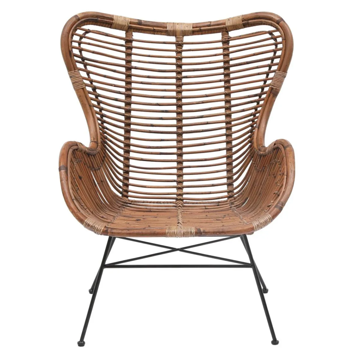 Nordlys Fauteuil en Metal et Rotin Naturel Marron JAKARTA Hot