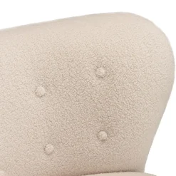 Macabane Fauteuil en tissu bouclette écru, dossier capitonné arrondi GASTON Online