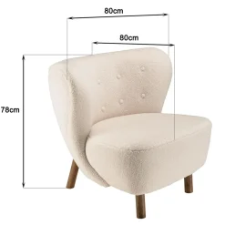 Macabane Fauteuil en tissu bouclette écru, dossier capitonné arrondi GASTON Online