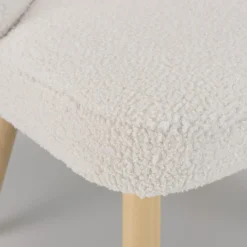 Macabane Fauteuil en tissu bouclette blanc pieds en bois Best