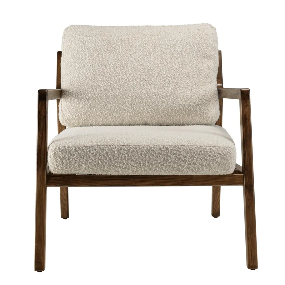 Macabane Fauteuil en tissu écru, structure et accoudoirs en bois GASTON Online