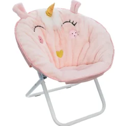 3S. x Home Fauteuil enfant pliant Licorne, rose en tissu D. 50 x H. 55cm Online