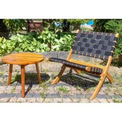 Nordlys Fauteuil intérieur extérieur en acacia massif et nylon Noir