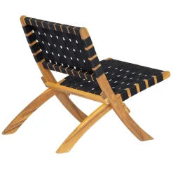 Nordlys Fauteuil intérieur extérieur en acacia massif et nylon Noir