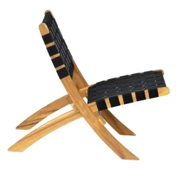 Nordlys Fauteuil intérieur extérieur en acacia massif et nylon Noir