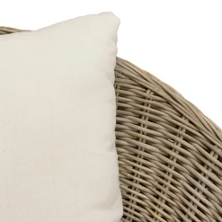 Macabane Fauteuil lounge en kubu coussin d'assise blanc pieds métal noir KALLY Gris