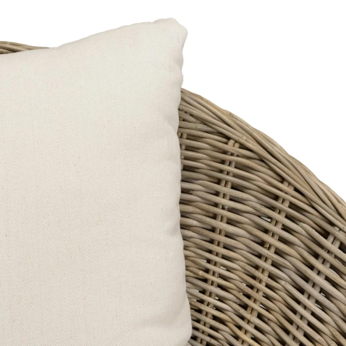 Macabane Fauteuil lounge en kubu coussin d'assise blanc pieds métal noir KALLY Gris