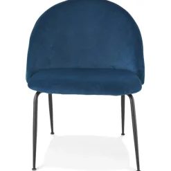 ALTEREGO Fauteuil lounge 'MERMAID' en velours bleu et pieds en métal noir Clearance