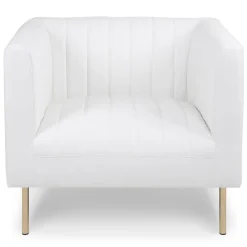 3S. x Home Fauteuil moderne à coutures verticales Sacramento Simili blanc Hot