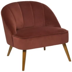 3S. x Home Fauteuil NAOVA Velours Pieds Bois Terracotta Sale
