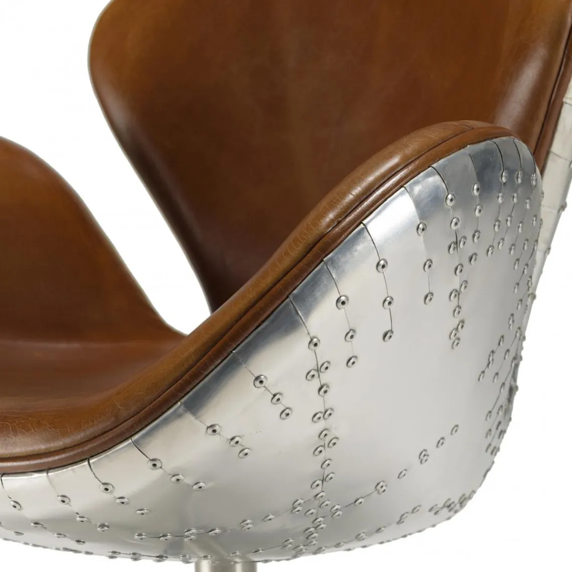 Macabane Fauteuil nevada vintage cuir et aluminium GASTON Hot